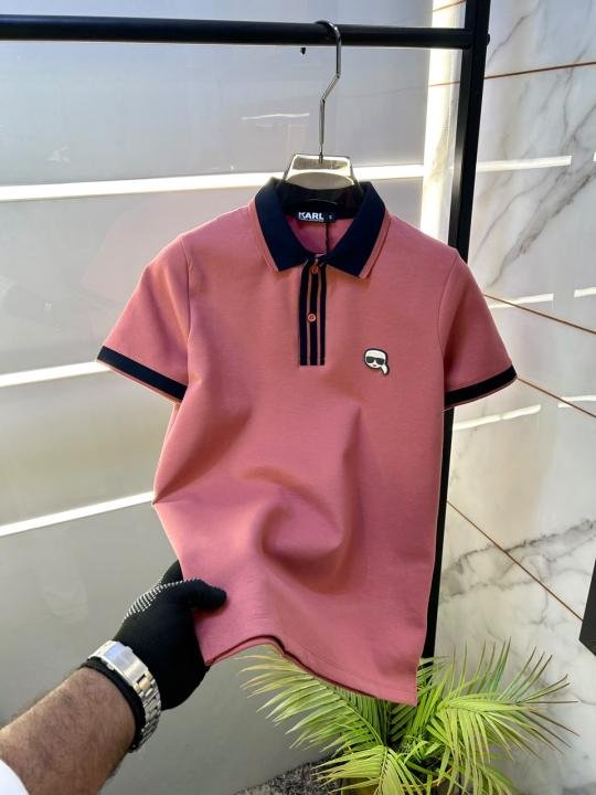 Karl Lagerfeld Coral Polo Premium Collar Neck T-shirt F3651-co - Image 3
