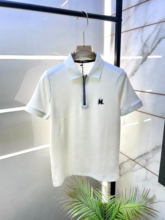 Karl Lagerfeld White Polo Premium Collar Neck T-shirt F3651-wh