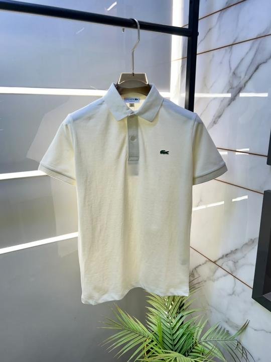 Lacoste Lacoste Cream Polo Premium Collar Neck T-shirt F3625-cr