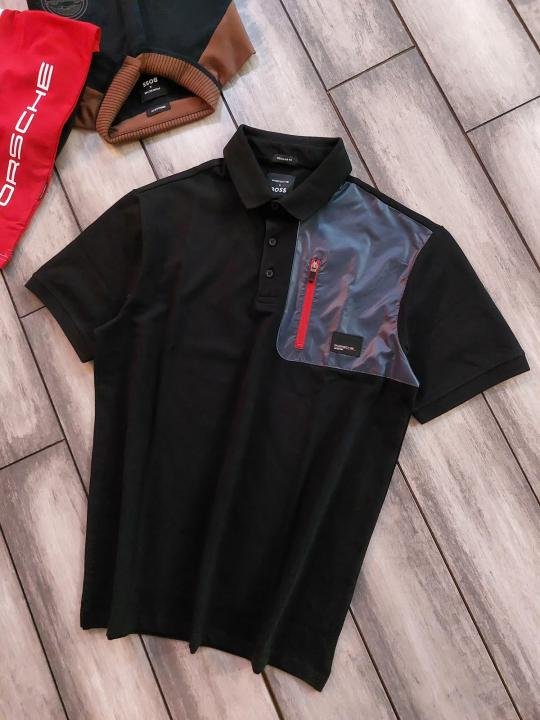 Boss X Porsche Edition Black Collar Neck Premium Polo T-shirt F5040-bl