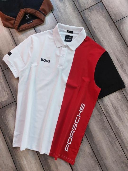 Boss X Porsche Edition White Collar Neck Premium Polo T-shirt F5040-wh