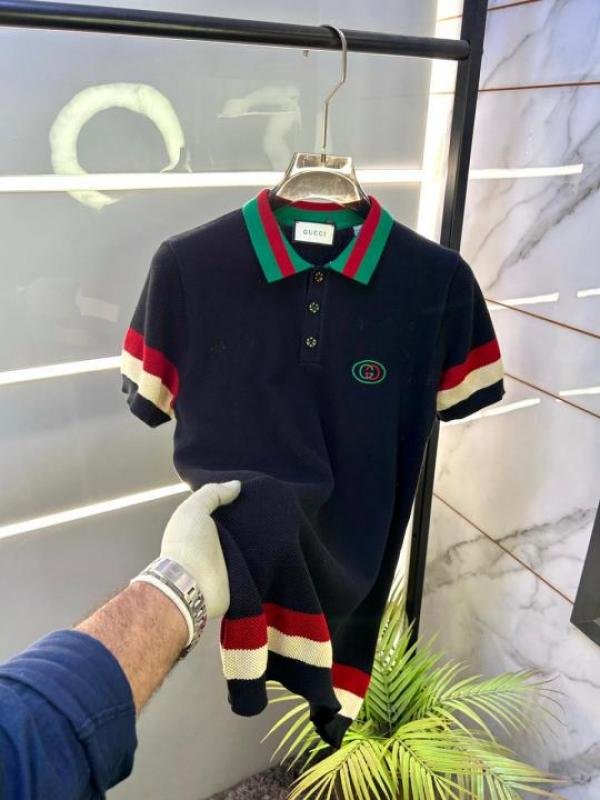 Gucci Gucci Black Imported Knitted Premium Collar Neck Polo T-shirt F3440-bl - Image 3