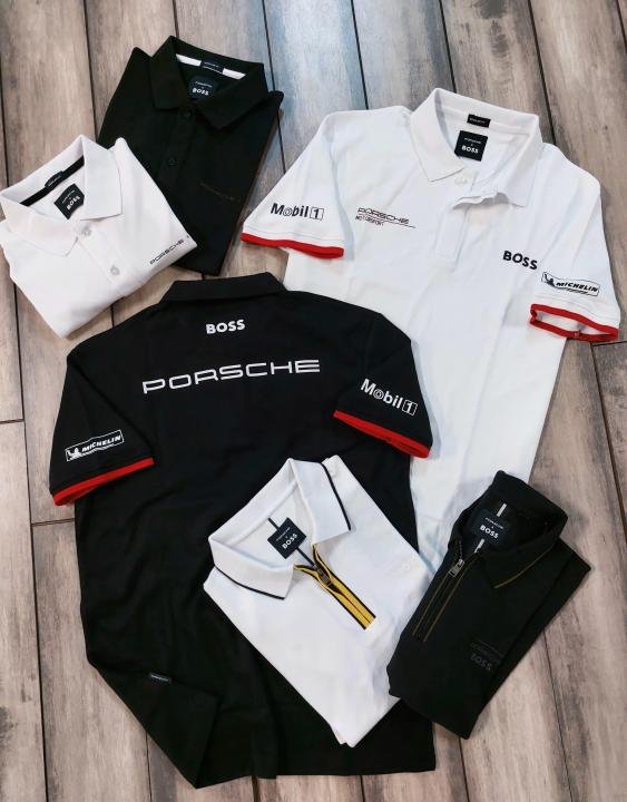 Boss X Porsche Edition White Collar Neck Premium Polo T-shirt F3430-w2 - Image 3