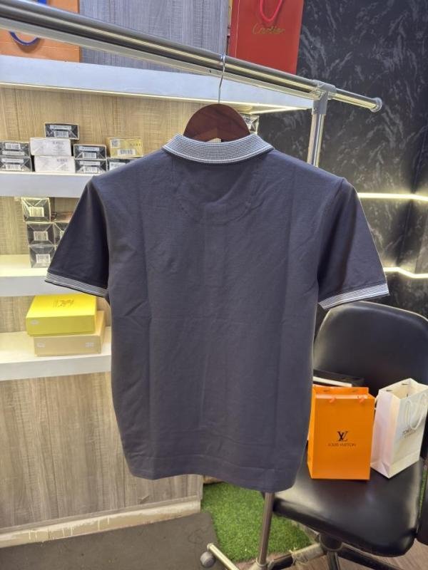 Emporio Armani Grey Polo Neck T-shirt For Men - Image 5