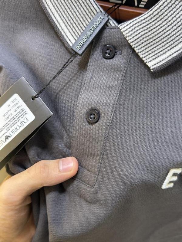 Emporio Armani Grey Polo Neck T-shirt For Men - Image 4