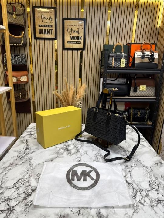 Michael Kors Michael Kor S Emma Signature MK Satchel Tote With Shoulder Strap With Box And Dust Bag - Image 7
