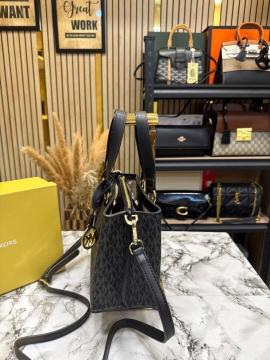 Michael Kors Michael Kor S Emma Signature MK Satchel Tote With Shoulder Strap With Box And Dust Bag - Image 6