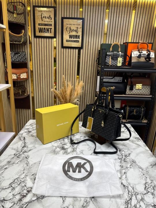 Michael Kors Michael Kor S Emma Signature MK Satchel Tote With Shoulder Strap With Box And Dust Bag - Image 4