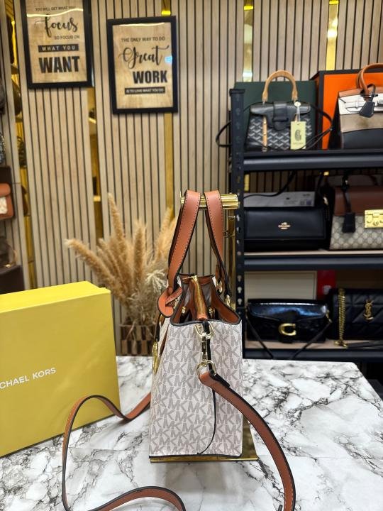 Michael Kors Michael Kor S Emma Signature MK Satchel Tote With Shoulder Strap With Box And Dust Bag - Image 3
