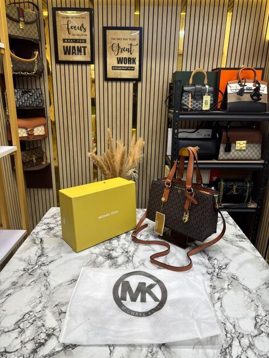 Michael Kors Michael Kor S Emma Signature MK Satchel Tote With Shoulder Strap