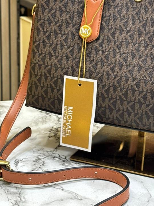 Michael Kors Michael Kor S Emma Signature MK Satchel Tote With Shoulder Strap - Image 9