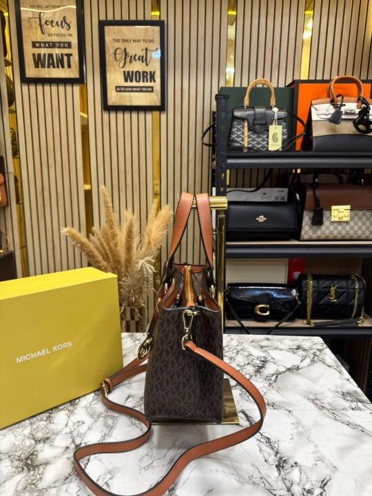Michael Kors Michael Kor S Emma Signature MK Satchel Tote With Shoulder Strap - Image 6