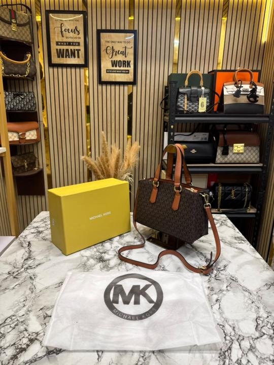 Michael Kors Michael Kor S Emma Signature MK Satchel Tote With Shoulder Strap - Image 5
