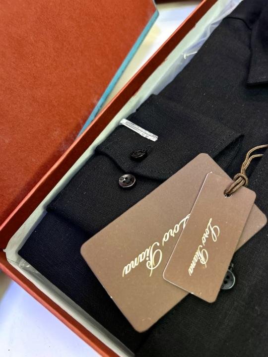 Loro Piana Black Linen Back Printed Premium Shirt With Brand Box Packing F3963-bl - Image 7