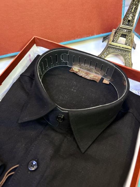Loro Piana Black Linen Back Printed Premium Shirt With Brand Box Packing F3963-bl - Image 6