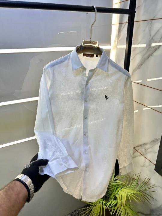 Loro Piana White Linen Back Printed Premium Shirt With Brand Box Packing F3963-wh - Image 9