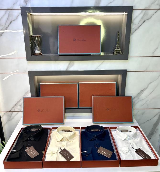 Loro Piana White Linen Back Printed Premium Shirt With Brand Box Packing F3963-wh - Image 3