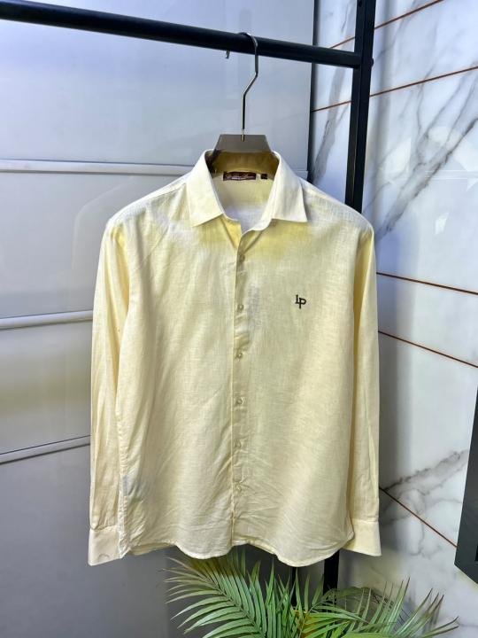 Loro Piana Yellow Linen Back Printed Premium Shirt With Brand Box Packing F3963-ye - Image 11