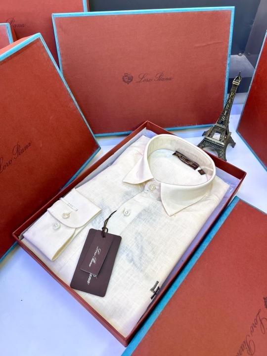Loro Piana Yellow Linen Back Printed Premium Shirt With Brand Box Packing F3963-ye - Image 7