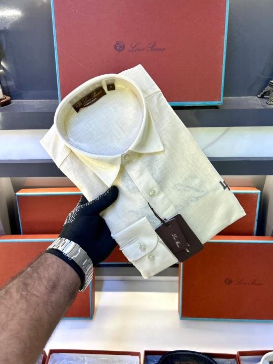 Loro Piana Yellow Linen Back Printed Premium Shirt With Brand Box Packing F3963-ye - Image 6