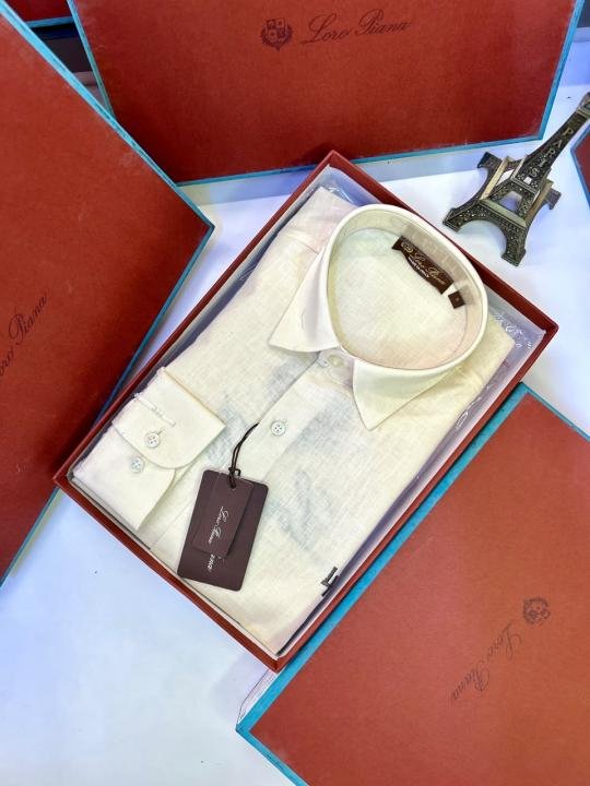 Loro Piana Yellow Linen Back Printed Premium Shirt With Brand Box Packing F3963-ye - Image 5