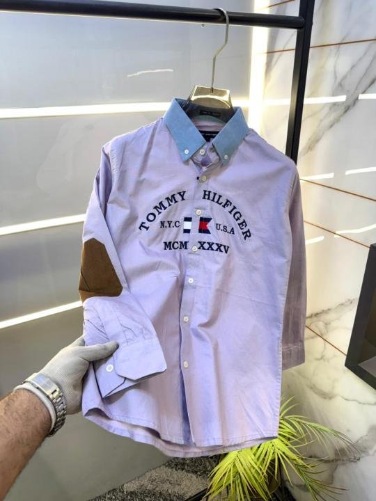 Tommy Hilfiger Tommy Hilfiger Lavender Embroidery Print Premium Oxford Lycra Shirts F3194-la - Image 3