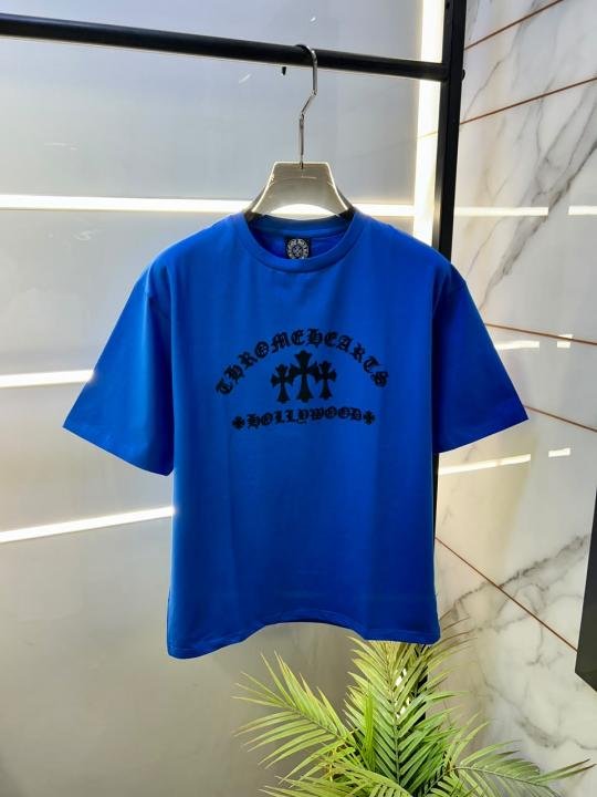 Chrome Hearts Drop Shoulder Blue Premium Round Neck T-shirt F3629-bu