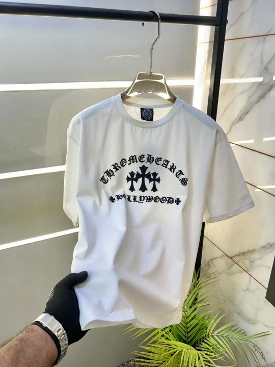 Chrome Hearts Drop Shoulder White Premium Round Neck T-shirt F3629-wh - Image 3