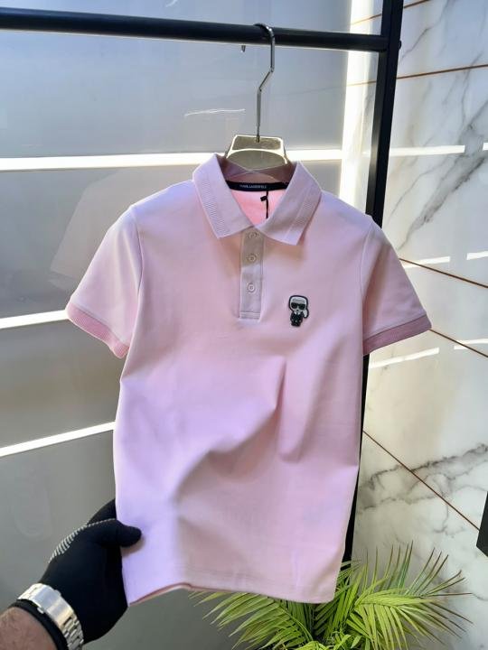 Karl Lagerfeld Pink Polo Premium Collar Neck T-shirt F3651-pi - Image 3