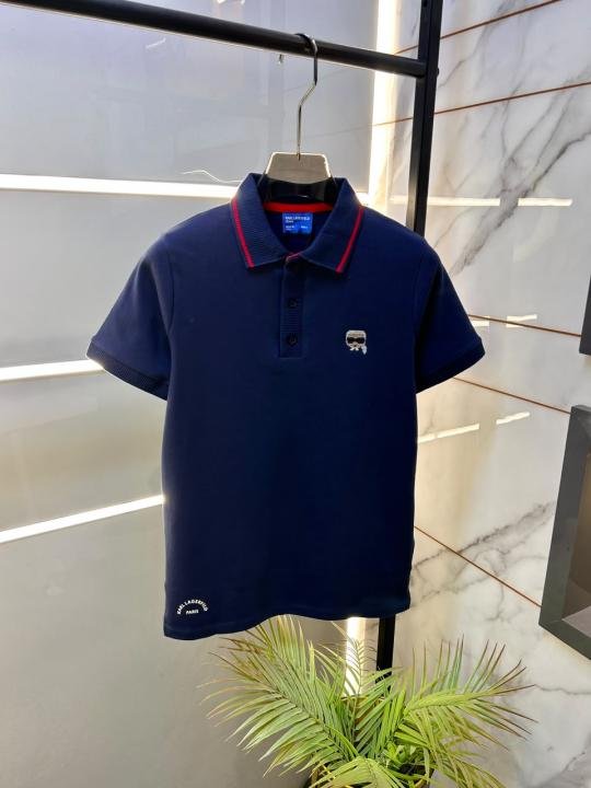 Karl Lagerfeld Navy Polo Premium Collar Neck T-shirt F3651-ny