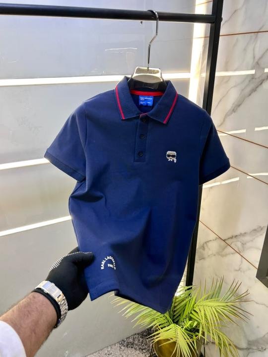 Karl Lagerfeld Navy Polo Premium Collar Neck T-shirt F3651-ny - Image 3