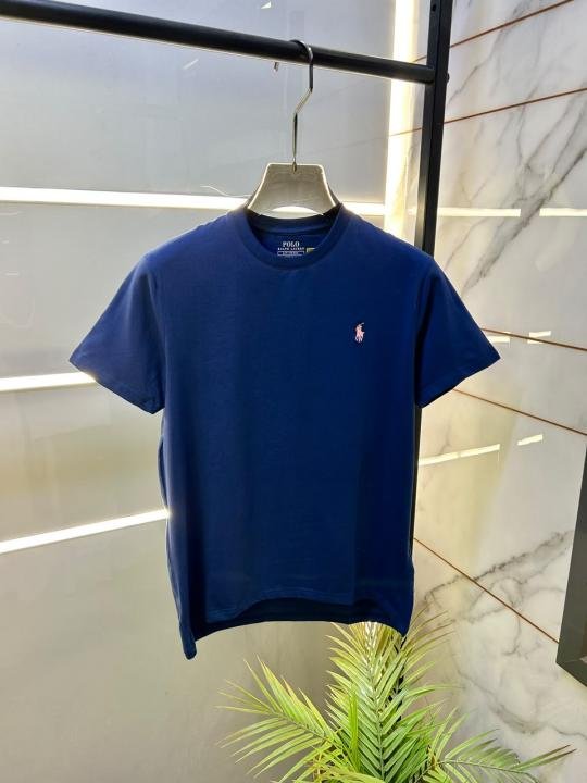 Ralph Lauren Ralph Lauren Blue Round Neck Premium Polo T-shirt F3597-bu - Image 1