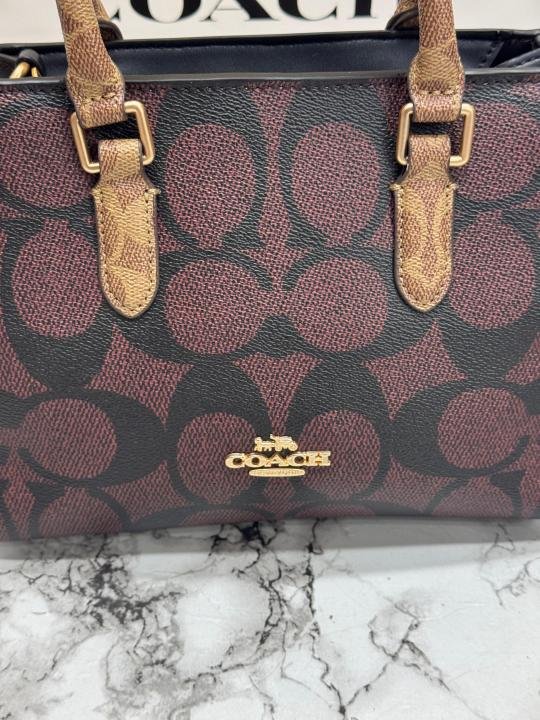 Coach Maggie Signature Monogram Canvas Top Handle Crossbody Bag With Magnetic Box Including Carry Bag - Image 2