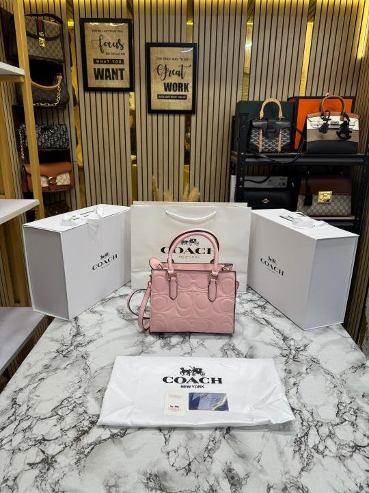 Coach Maggie Embossed Leather Top Handle Crossbody Bag With Magnetic Box Including Carry Bag - Image 3