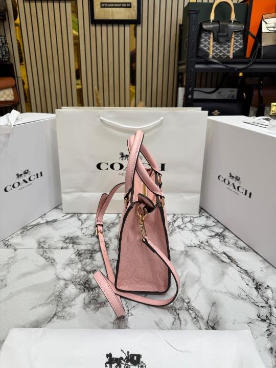Coach Maggie Embossed Leather Top Handle Crossbody Bag With Magnetic Box Including Carry Bag - Image 2