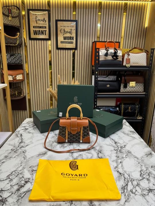 Goyar D Saigon Mini Structured Crossbody Bag With Top Handle With Box And Dust Bag