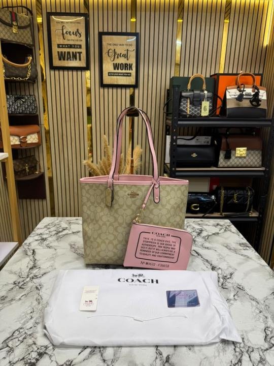 Coach City Tote Signature Canvas Tote Bag Including Pouch And Dust Bag