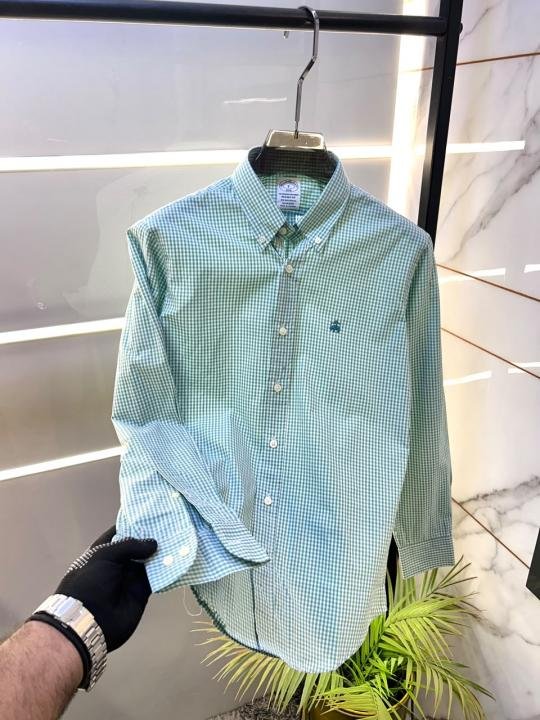 Brooks Brothers Light Green Micro Checks Premium Shirts F3164-gr1