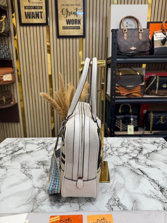 Hermes Equestrian Print Canvas Top Handle Crossbody Bag - Image 3