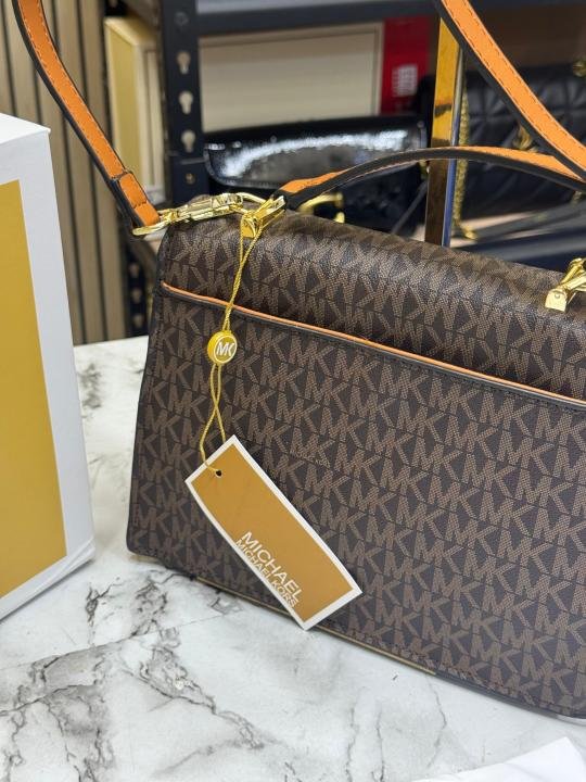Michael Kors Michael Kor S Signature Monogram Flap Satchel Bag With Crossbody Strap Including Magnetic Box And Dust Bag - Image 6