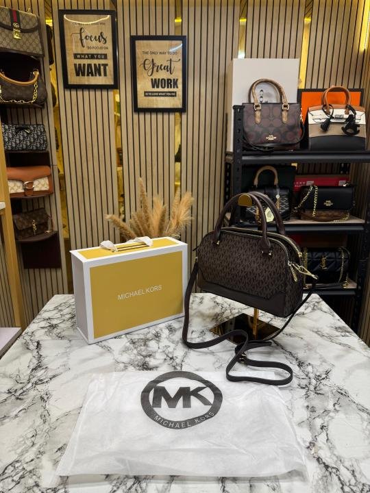 Michael Kors Michael Kor S Signature Monogram Top Handle Satchel Bag With Crossbody Strap Including Magnetic Box And Dust Bag - Image 6