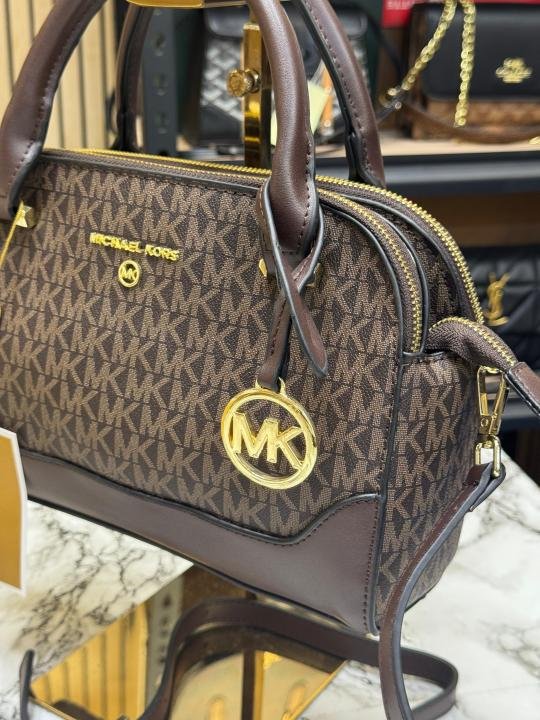 Michael Kors Michael Kor S Signature Monogram Top Handle Satchel Bag With Crossbody Strap Including Magnetic Box And Dust Bag - Image 3