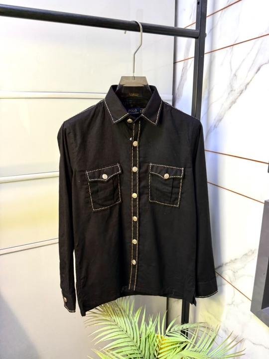 Ralph Lauren Ralph Lauren Black Hunting Safari Linen Premium Shirt With Brand Box Packing F3970-bl