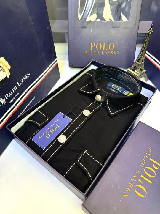 Ralph Lauren Ralph Lauren Black Hunting Safari Linen Premium Shirt With Brand Box Packing F3970-bl - Image 7
