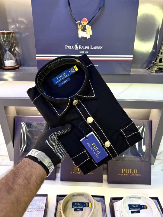 Ralph Lauren Ralph Lauren Black Hunting Safari Linen Premium Shirt With Brand Box Packing F3970-bl - Image 5