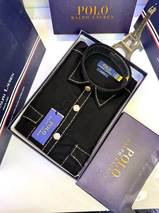 Ralph Lauren Ralph Lauren Black Hunting Safari Linen Premium Shirt With Brand Box Packing F3970-bl - Image 4