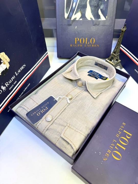 Ralph Lauren Ralph Lauren Beige Hunting Safari Linen Premium Shirt With Brand Box Packing F3970-be - Image 4