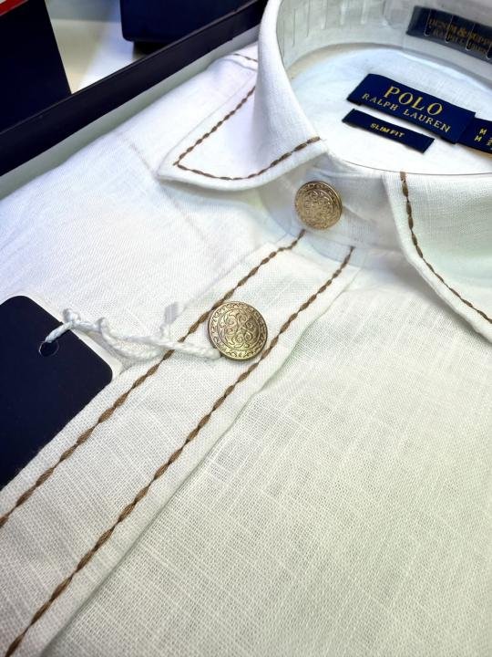 Ralph Lauren Ralph Lauren White Hunting Safari Linen Premium Shirt With Brand Box Packing F3970-wh - Image 9