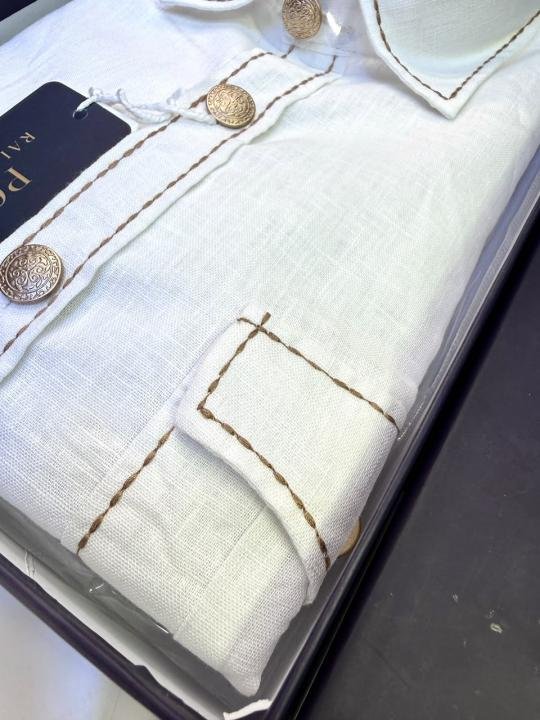 Ralph Lauren Ralph Lauren White Hunting Safari Linen Premium Shirt With Brand Box Packing F3970-wh - Image 8