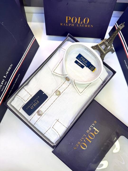Ralph Lauren Ralph Lauren White Hunting Safari Linen Premium Shirt With Brand Box Packing F3970-wh - Image 6